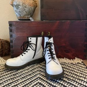 Dr. Marten boots, White, size US 6 Male and 8 women’s.
